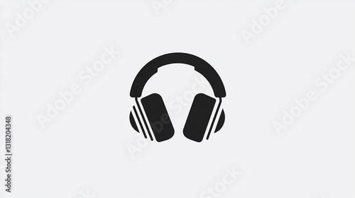 Headphones Icon: Simple Black Silhouette on White Background
