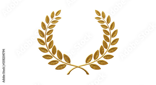 Golden Laurel Wreath Winner Icon on png transparent background.