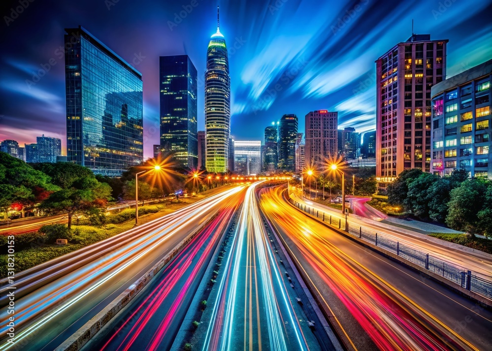 Long Exposure Light Trails Cityscape at Night - Urban Photography Long Exposure Light Trails Cityscape at Night - Urban Photography