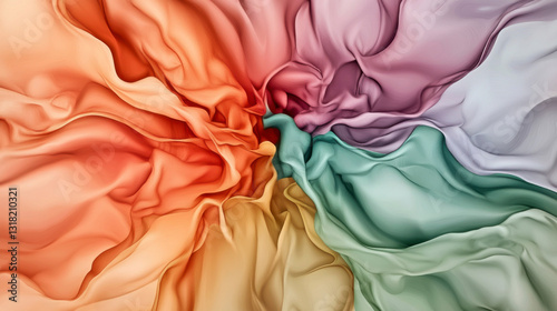 Abstract Swirling Color Composition Peach, Orange, Purple, and Teal Hues