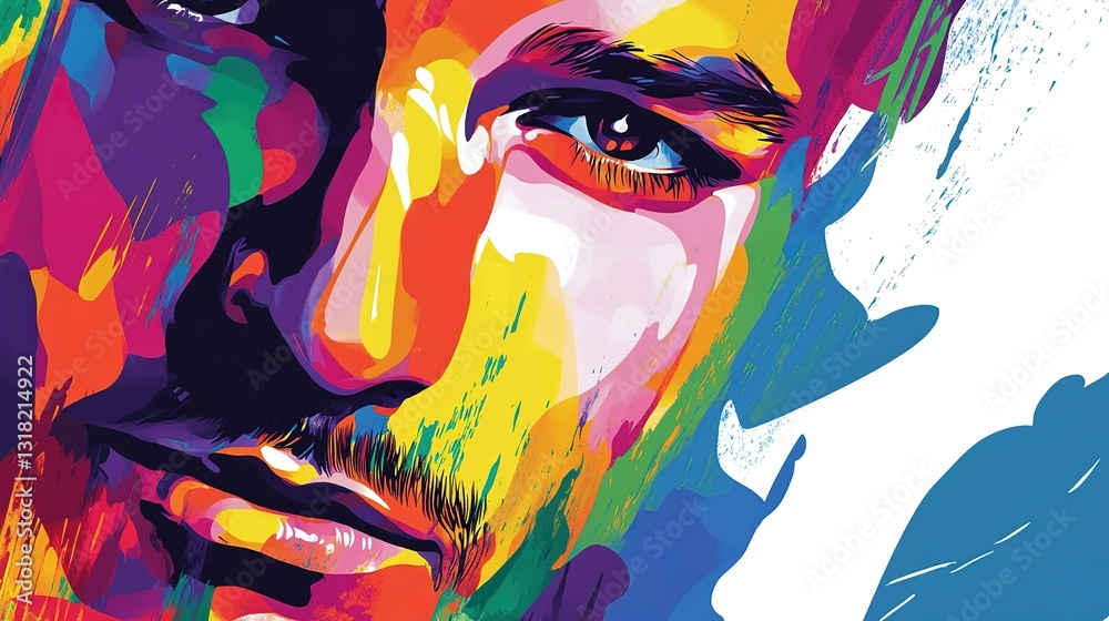 Fototapeta premium Abstract Colorful Portrait. Vibrant and Expressive Face Depiction, Blending Shades and Hues for Dynamic Emotional Art.