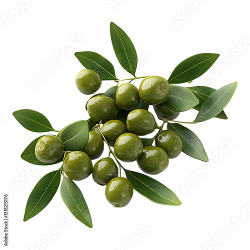 Wallpaper Mural A fresh sprig of unripe green olives with small vibrant leaves is presented against a clean transparent background for advertising use. Torontodigital.ca
