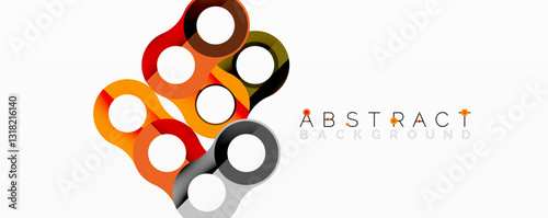 Abstract composition with intertwined circular and tubular forms creating fluid structure with gradients, depth, and sharp contrasts