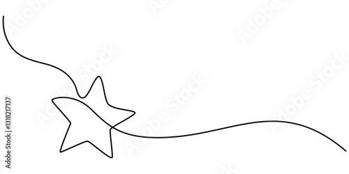 hand draw doodle stars illustration in continuous line arts style vector, Continuous one line drawing three star. Sketch vector illustration, Star Shapes Continuous Line Icon, One line  Drawing.