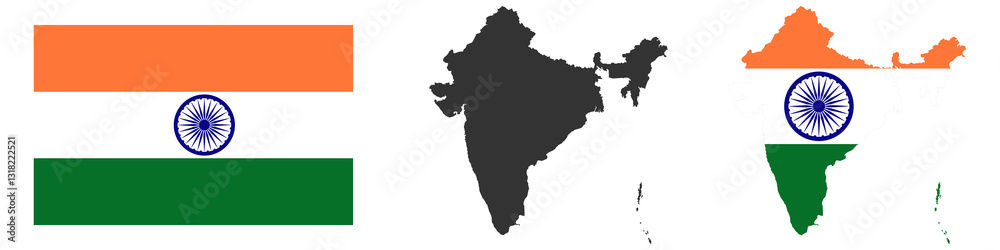 Obraz premium India map and flag vector illustration