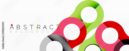 Abstract geometric pattern with interlocking circular and tubular shapes featuring smooth gradients, sharp contrasts, and dynamic layering