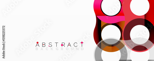 Abstract circle element composition with overlapping circular and tubular shapes featuring smooth gradients, transparency effects, and dynamic layering