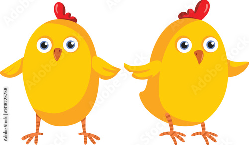 Chicken Mascot on White Background Vector Cartoon Illustration. Cheerful little chick being adorable and cute 

