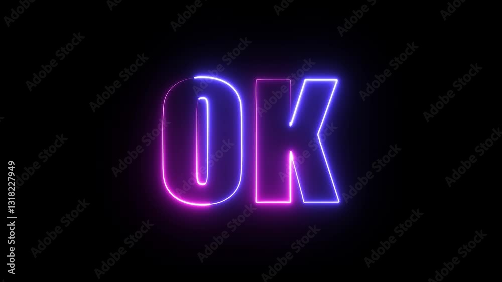 Okay neon sign style text animation. Text animation title transparent.Neon symbol shape sign text OK. Neon symbol shape sign text OK. Okay neon sign style text animation. Text animation title transparent.Neon symbol shape sign text OK. Neon symbol shape sign text OK.