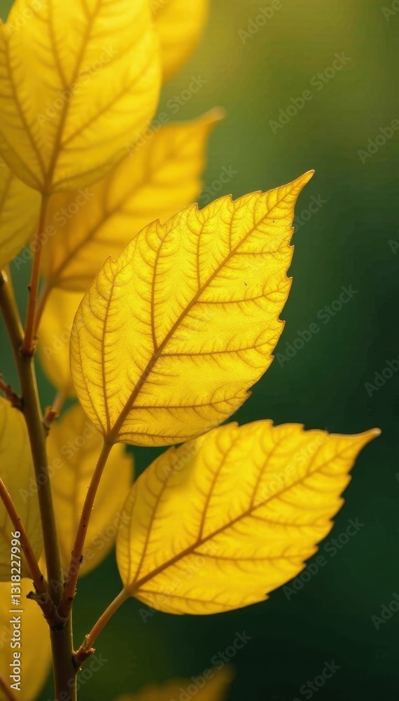Layered yellow leaves, translucent, showing vein patterns, photography, fall foliage Layered yellow leaves, translucent, showing vein patterns, photography, fall foliage