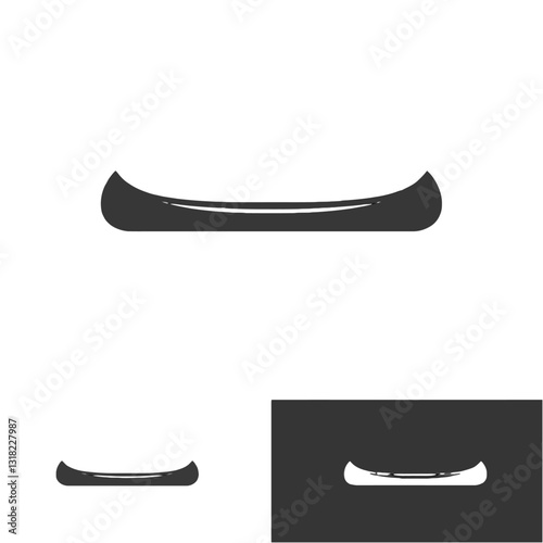 Minimalistic Black Canoe Silhouette Icon for Design Projects and Branding