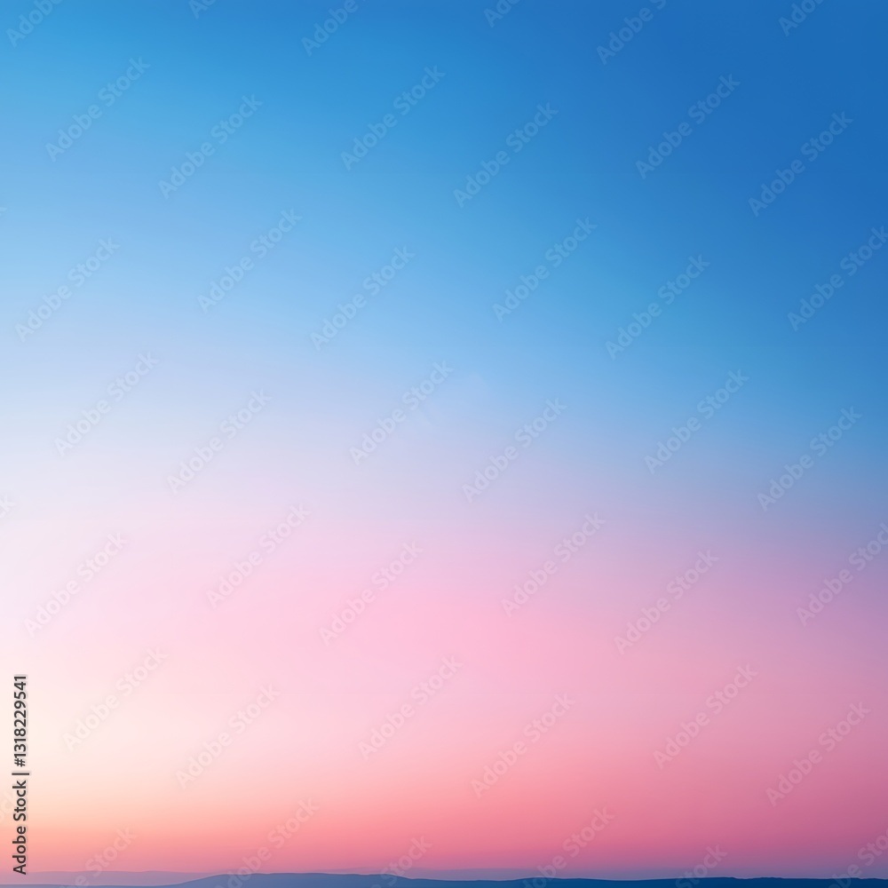 Blurred gradient background, blue and pink sky, sunset banner. Generative Ai