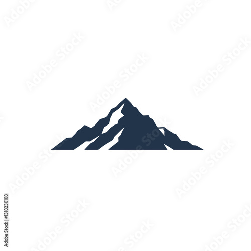 Minimalist Illustration of a Mountain Silhouette on a White Background