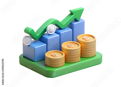 business graph on transparent background