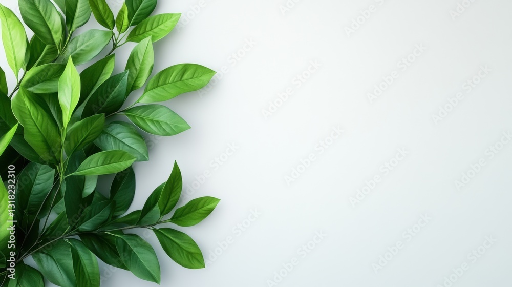 Fototapeta premium Fresh green leaves on a minimal background.