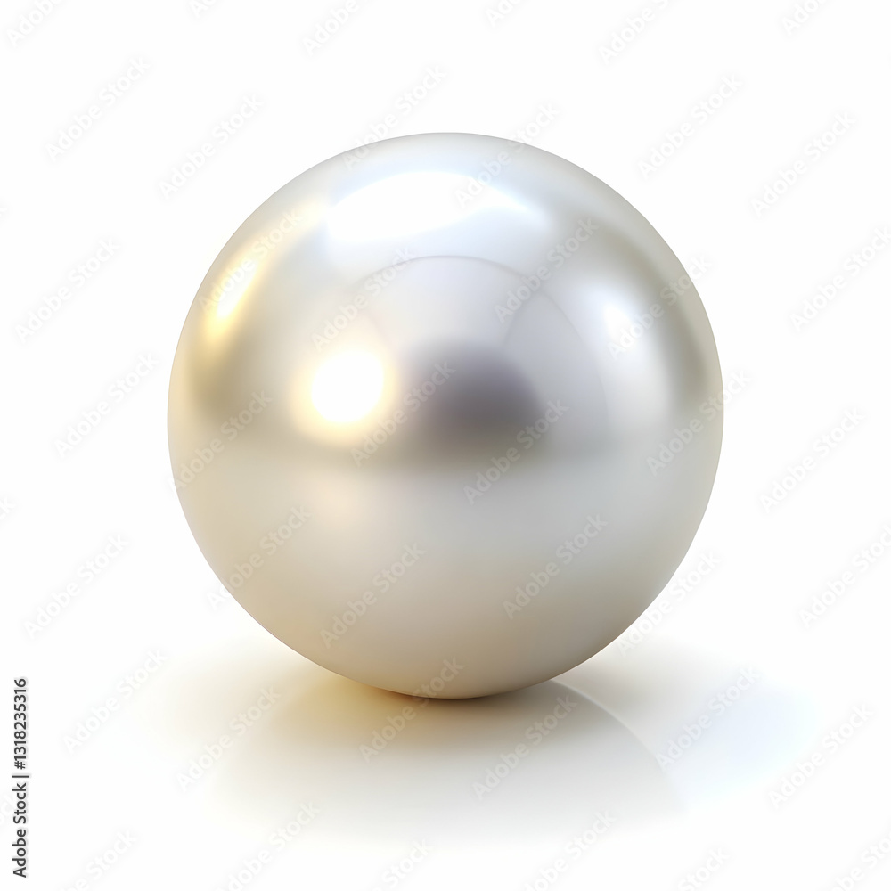 Fototapeta premium Luminous Gem: A single lustrous pearl radiates its timeless beauty, showcasing a perfect spherical form and a captivating sheen. 