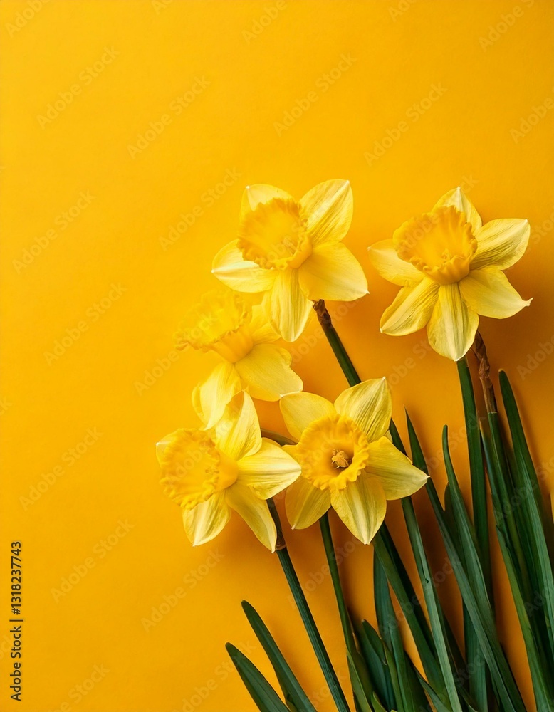 Obraz premium Daffodils on yellows background