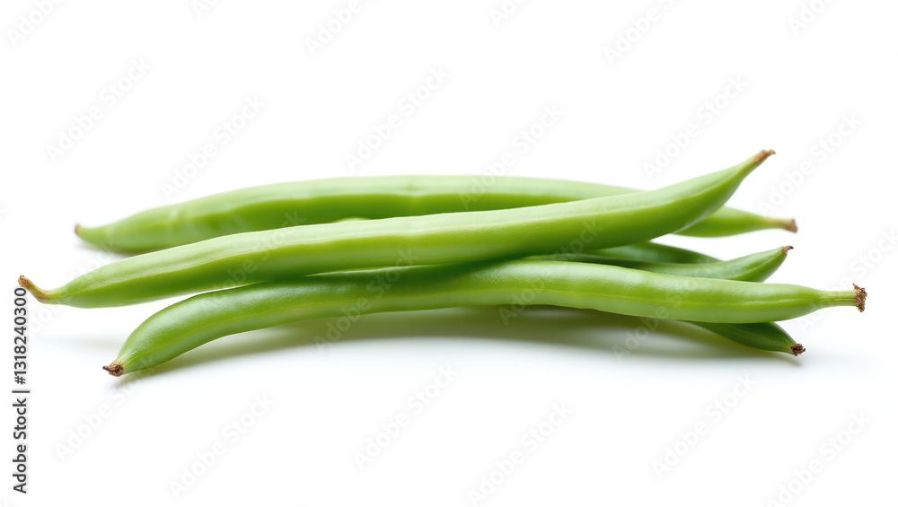 Fresh french bean Display: Arranged on a Clean Background for Visual Appeal Fresh french bean Display: Arranged on a Clean Background for Visual Appeal