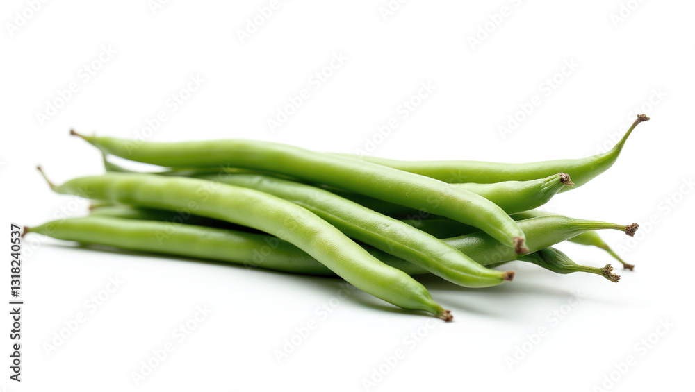 Fresh french bean Display: Arranged on a Clean Background for Visual Appeal Fresh french bean Display: Arranged on a Clean Background for Visual Appeal