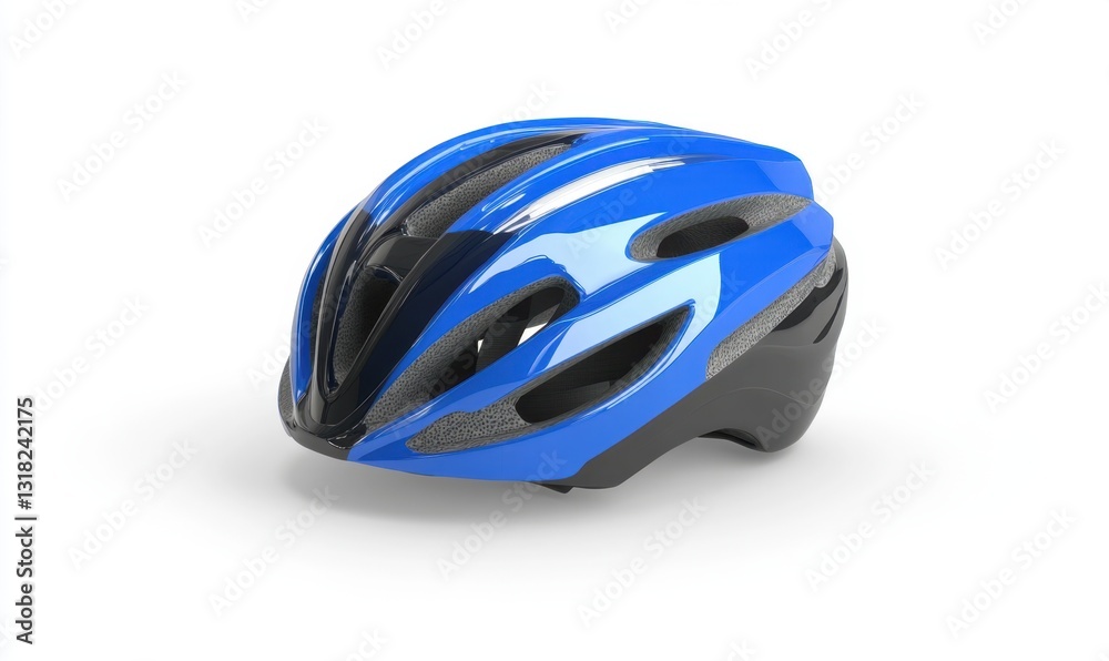 Blue & black bike helmet isolated on white, ideal for sports safety ads Blue & black bike helmet isolated on white, ideal for sports safety ads
