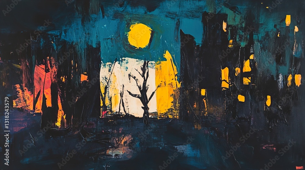 Nocturnal Cityscape: An Abstract Expression of Urban Night Nocturnal Cityscape: An Abstract Expression of Urban Night