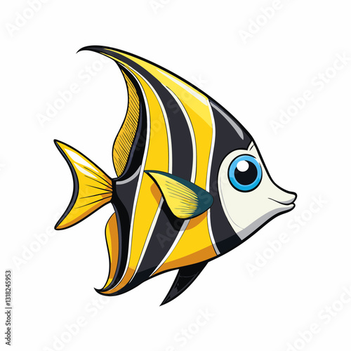 moorish idol fish on a white background