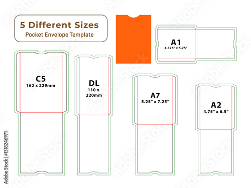 DIY Library Card Style Pocket Envelope Dieline Template