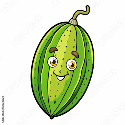bitter melon cartoon vector illustration