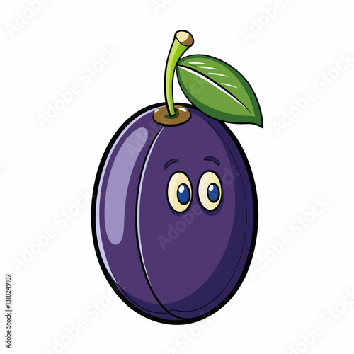 plum fruit vector illustration