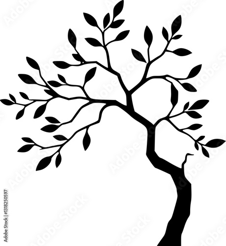 Branch162 illustration artistic abstract monochrome black and white minimalist line art nature tree branch decorative graphic design print digital wall art poster card commercial usage