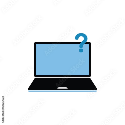 education exam or quiz icon with blue laptop icon. flat simple trend modern quizz info logotype element web graphic design element isolated on white. concept of