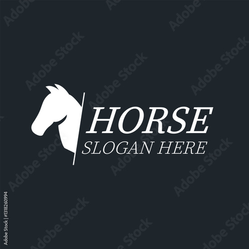Simple Minimalist Stallion Head Silhouette Vector Illustration Logo Design, for Equestrian Brand, Farm Logo, Horse Club, Stable Business Dark Background