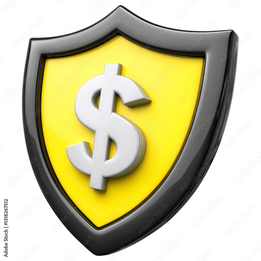 yellow shield with dollar sign symbolizes financial protection and security yellow shield with dollar sign symbolizes financial protection and security