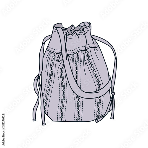Female duffle bags mockup template vector design technical illustration.