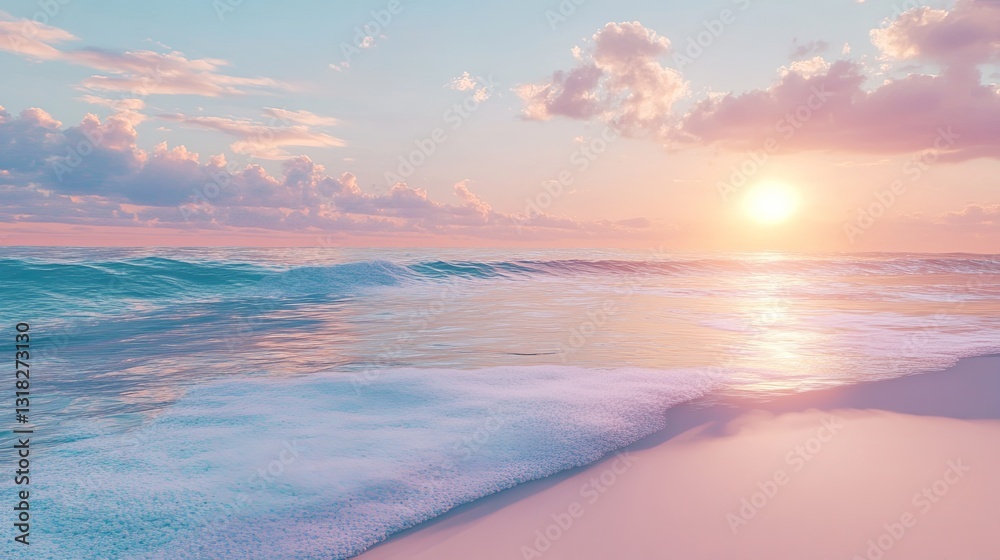 Fototapeta premium A serene beach scene promoting a vacation package digital
