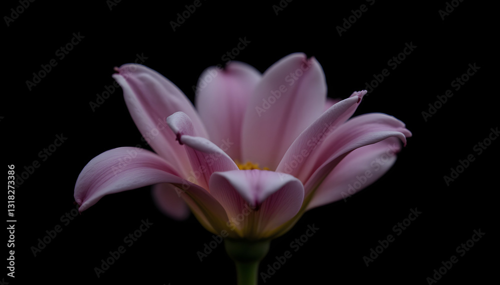 The delicate petals of the flower gently unfurl against a stark black background, creating a striking contrast and emphasizing the intricate beauty of nature's design. The delicate petals of the flower gently unfurl against a stark black background, creating a striking contrast and emphasizing the intricate beauty of nature's design.