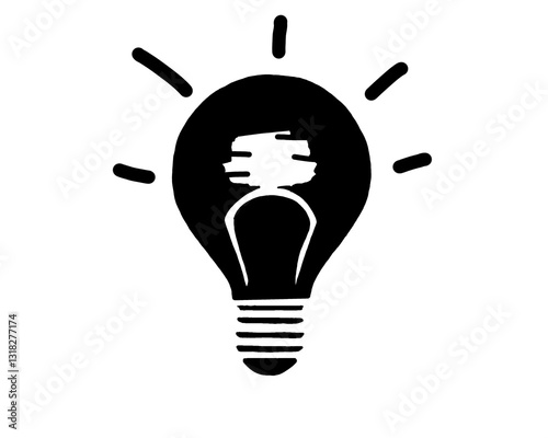 Incandescent lamp silhouette, icon isolated on white background.