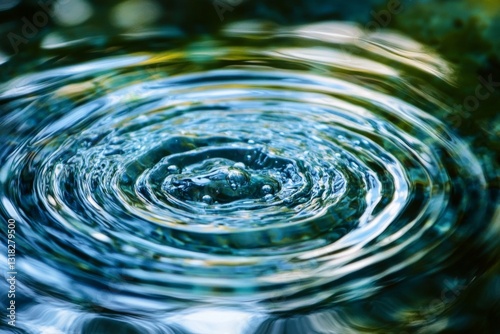 Captivating image of water ripples creating beautiful patterns on the surface of a calm blue pond, showcasing tranquility and the essence of nature.