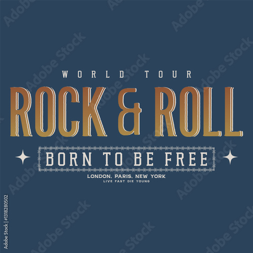 Rockstar word t shirt design. Typography for t shirt print, poster, sticker, background and other uses. Rock and roll vintage artwork. Hand drawn lettering for rock and roll. Music poster design