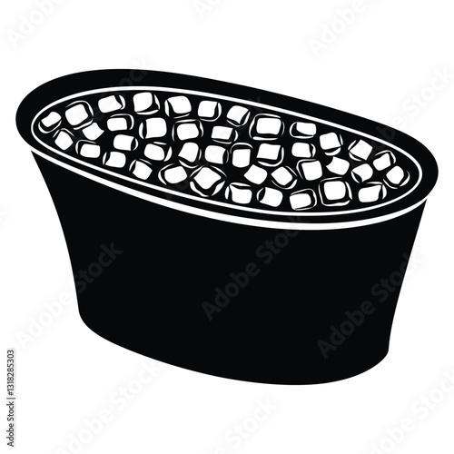 Ice Bath Tub Silhouette, Vector, Icon, Logo, White Background.