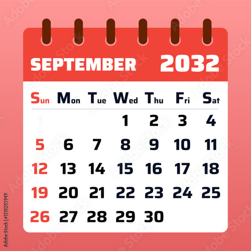 September 2032. Mix of autumn colors and school season vibes, representing learning, preparation, and the beauty of the seasonal transition.