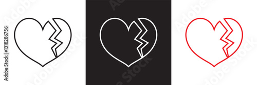Broken heart icon .  Vector illustration. isolated on white and black background. EPS 10