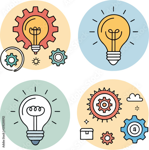 Creative Idea and Innovation Icons – Editable Stroke Vector
