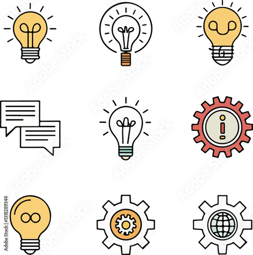 Creative Idea and Innovation Icons – Editable Stroke Vector