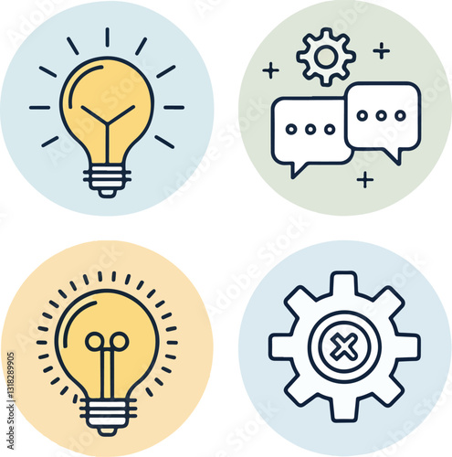 Creative Idea and Innovation Icons – Editable Stroke Vector