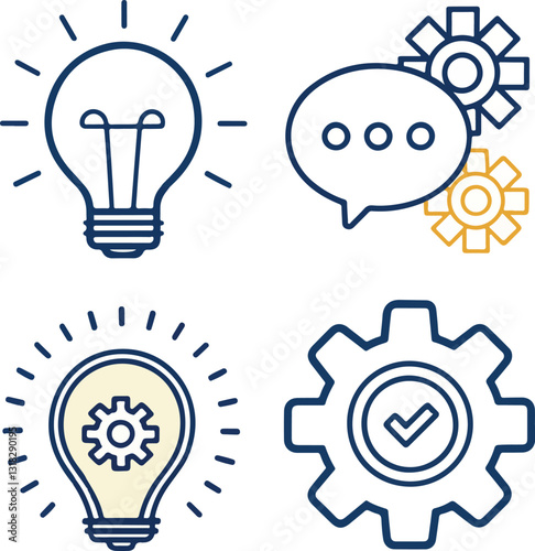Creative Idea and Innovation Icons – Editable Stroke Vector