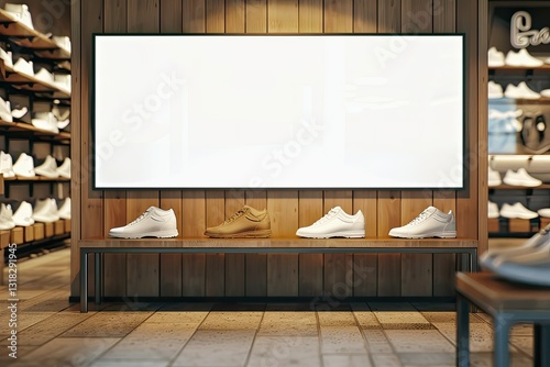 Vibrant Color Image of Billboard Mockup in Shoe Store