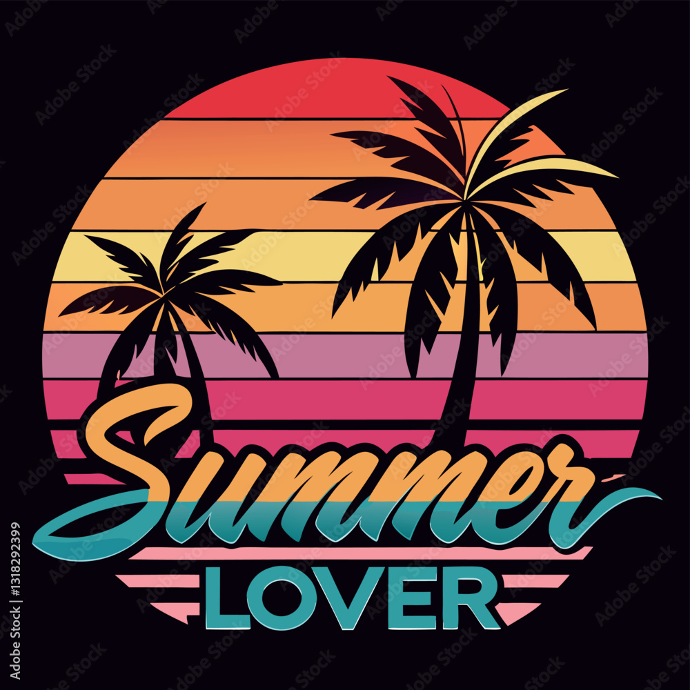 Obraz premium retro-80s-style-summer-lover-t-shirt-design-with