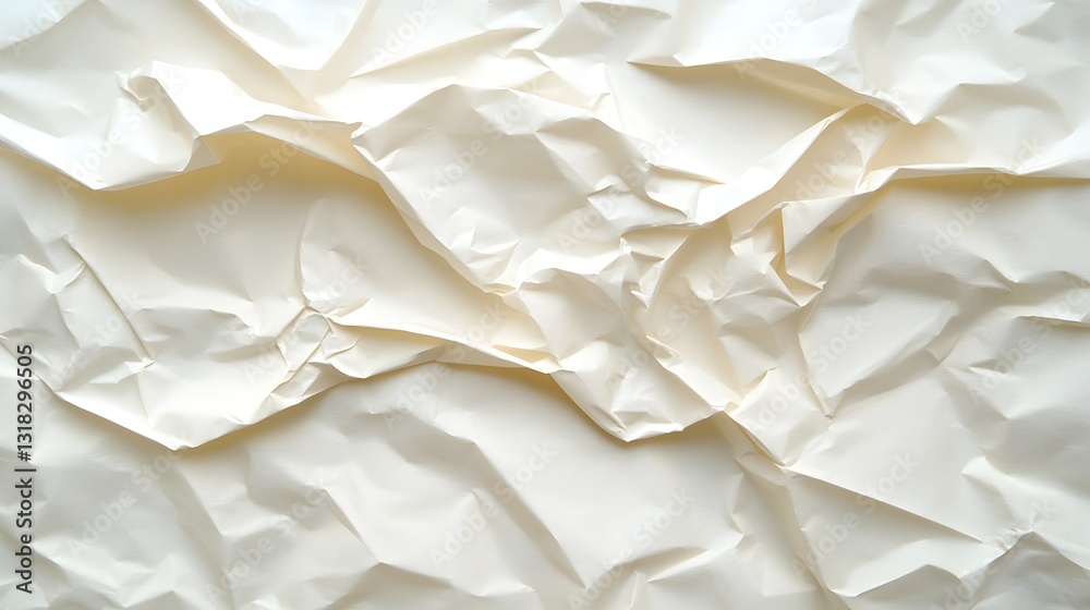 Obraz premium Crumpled White Paper Texture Background for Creative Projects