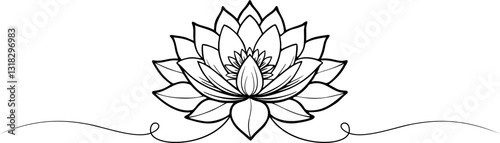 lotus lineart vector. illustration vesak day design element eps12